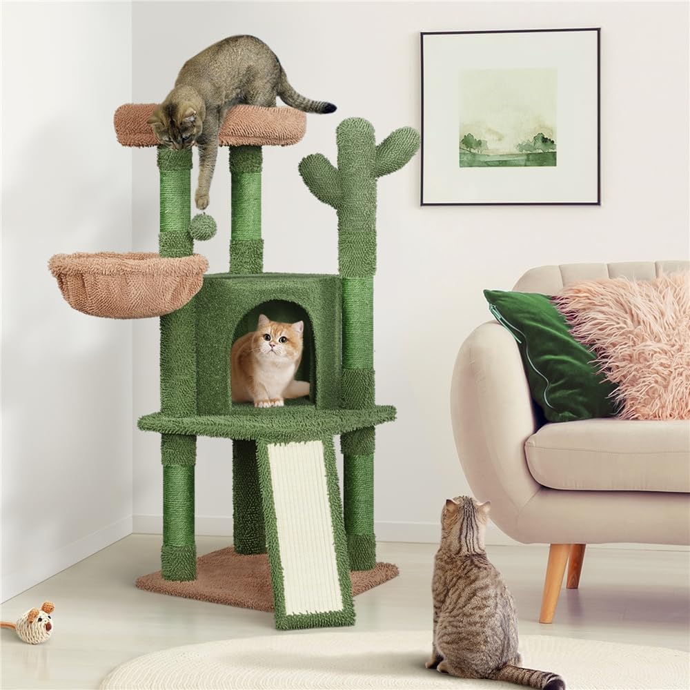 Thumbnail 1 de Yaheetech Cactus Cat Tree – Cute Indoor Cat Tower with Multi-Level Scratching Posts