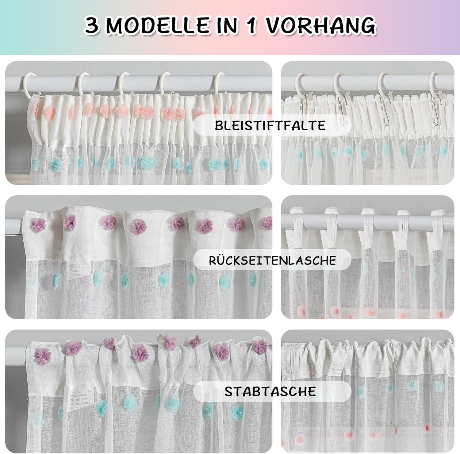 Detalle de MYSKY HOME Gardinen mit Kräuselband 160 cm