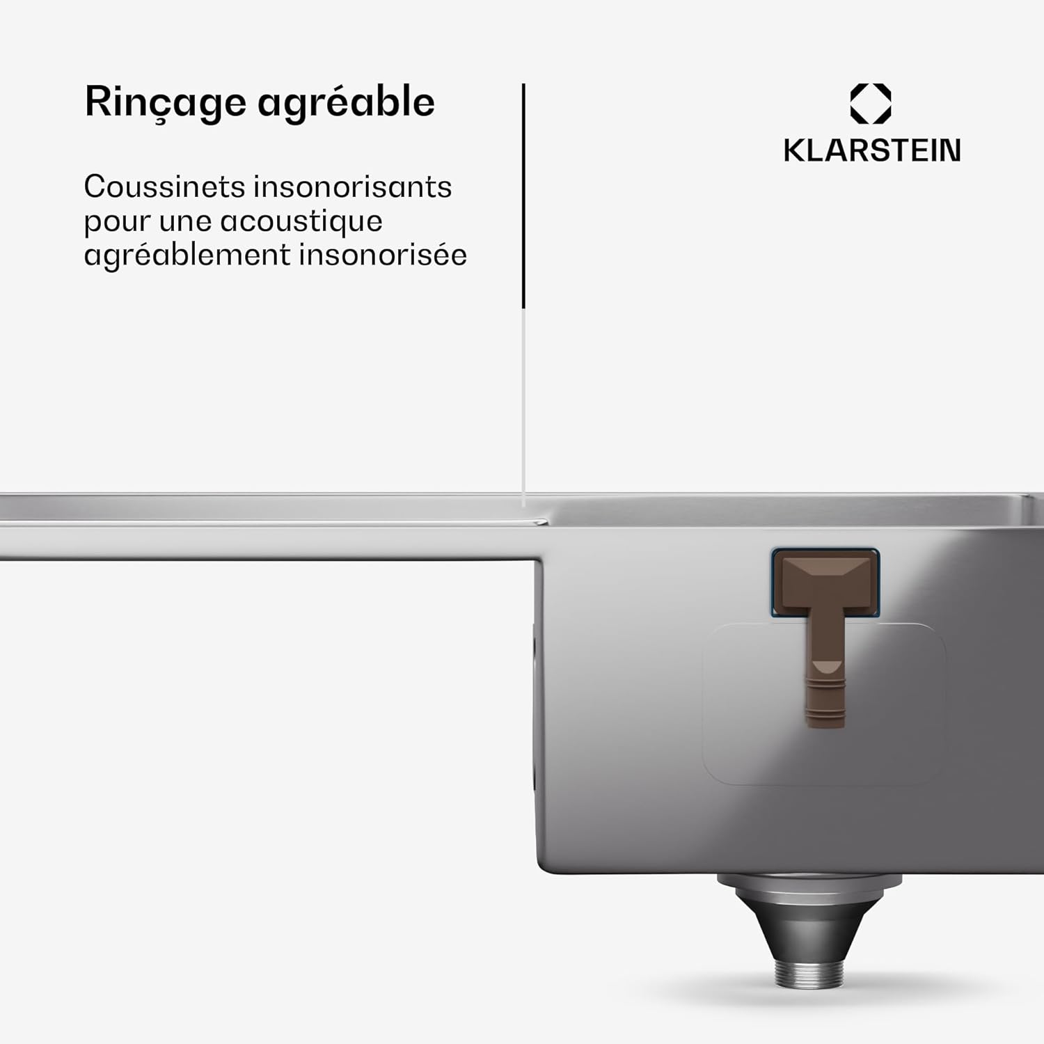 Detalle de Klarstein évier de cuisine 1 bac avec égouttoir en acier inox 304 – 79x44 cm, design élégant et pratique