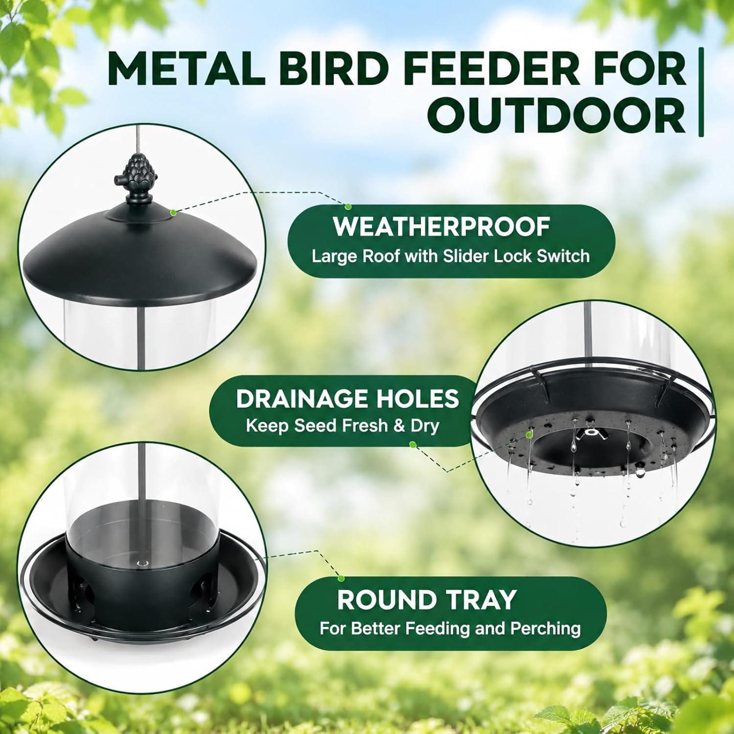 Detalle de Gbekery Metal Bird Feeder, 2 lb Capacity