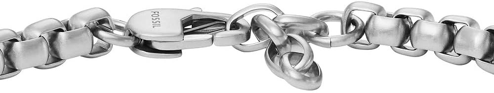 Thumbnail 4 de Fossil Bracelet homme en acier inoxydable avec fermoir mousqueton – finition brossée argentée