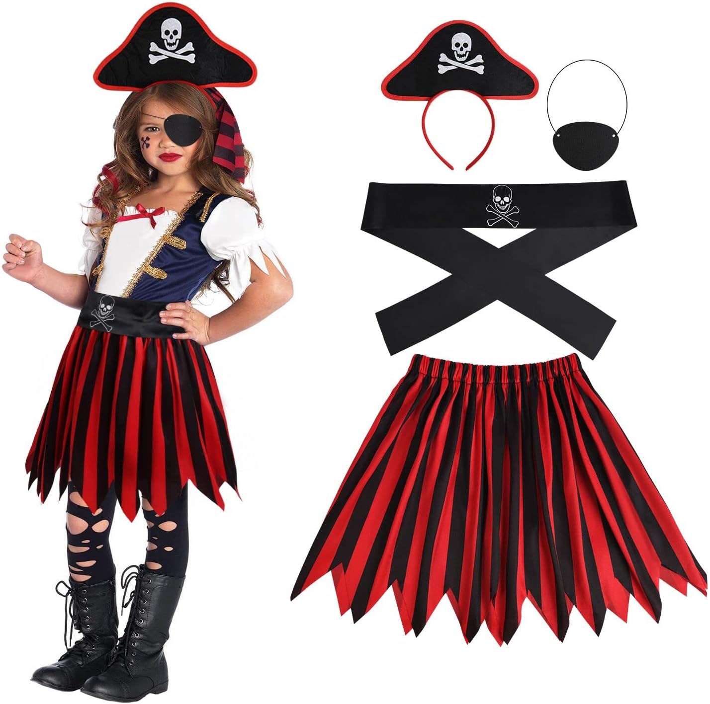 Detalle de Aomig Costume pirata bambina 4 pezzi L 🎭