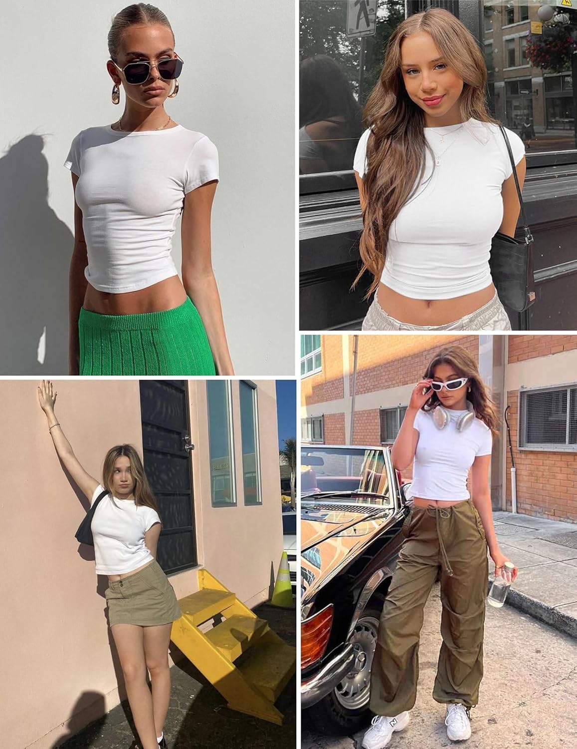 Thumbnail 4 de Zeagoo Women’s Crewneck Slim Fitted Short Sleeve T-Shirt (Stretchy Bodycon Basic Tee)