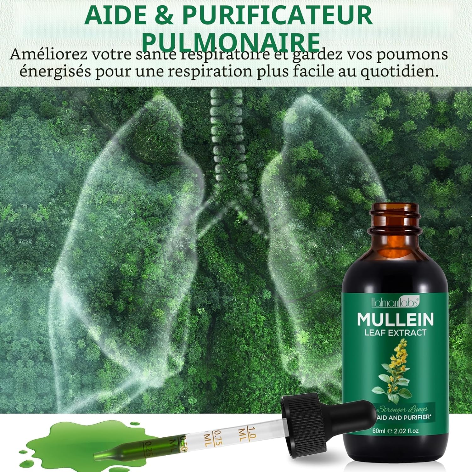 Thumbnail 4 de Extrait de feuille de molène pour les poumons – Gouttes liquides végétales, 60 ml