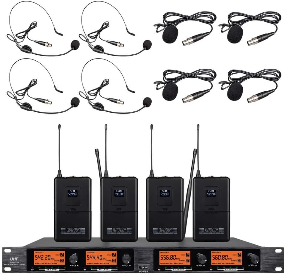 Detalle de WENWEN DEMK-JS-0302-441 4-Channel UHF Wireless Microphone System