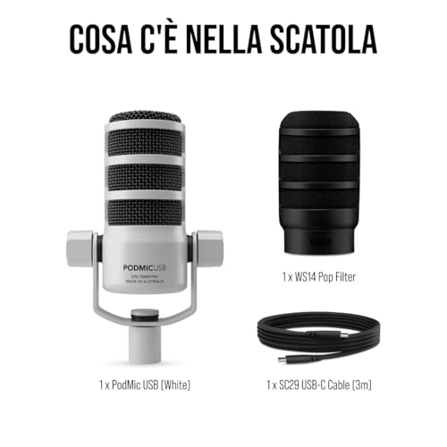 Thumbnail 7 de RØDE PodMic USB: microfono da podcasting ibrido XLR/USB-C (Bianco)