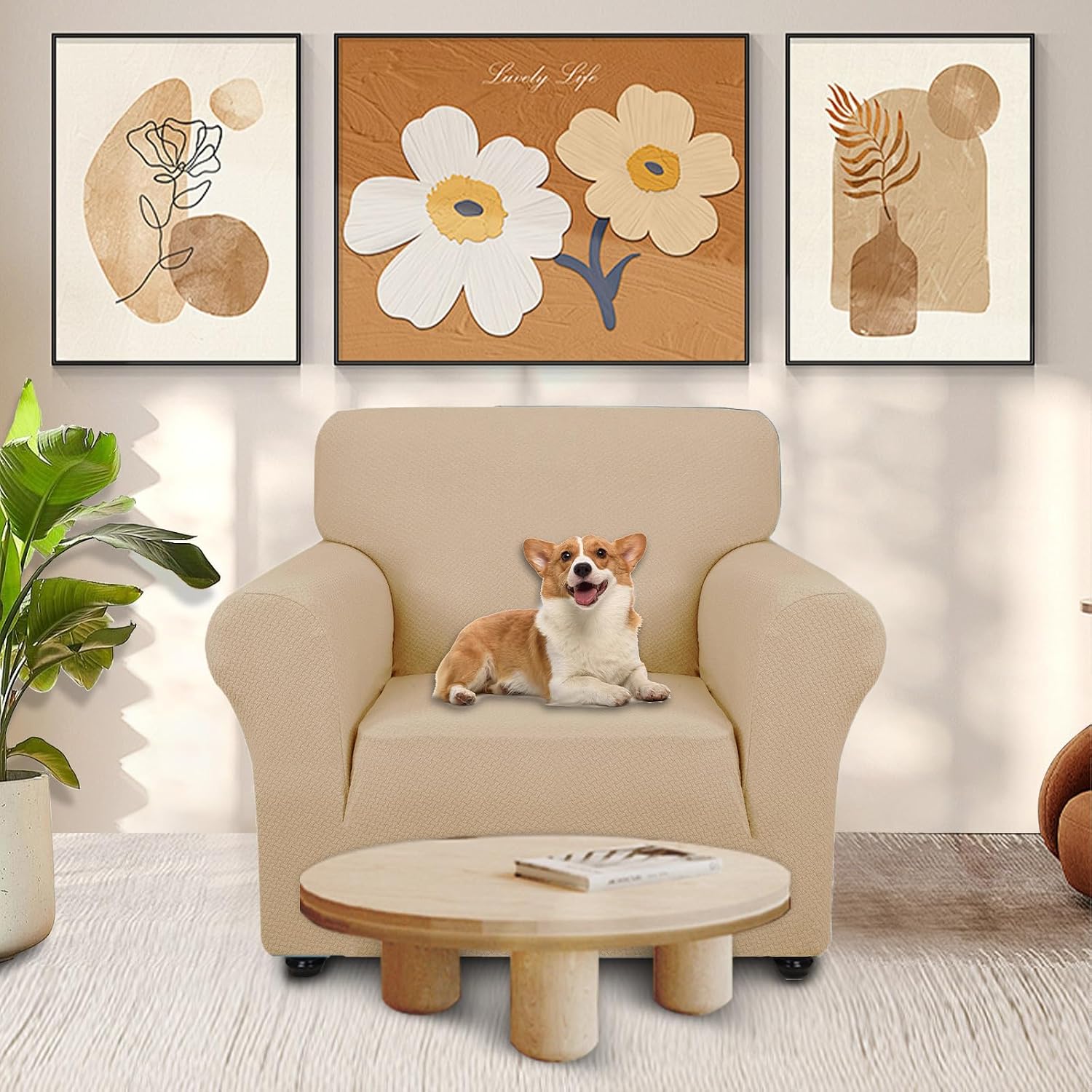 Detalle 2 de Ystyle Funda Sofa 1 Plaza beige amarillo