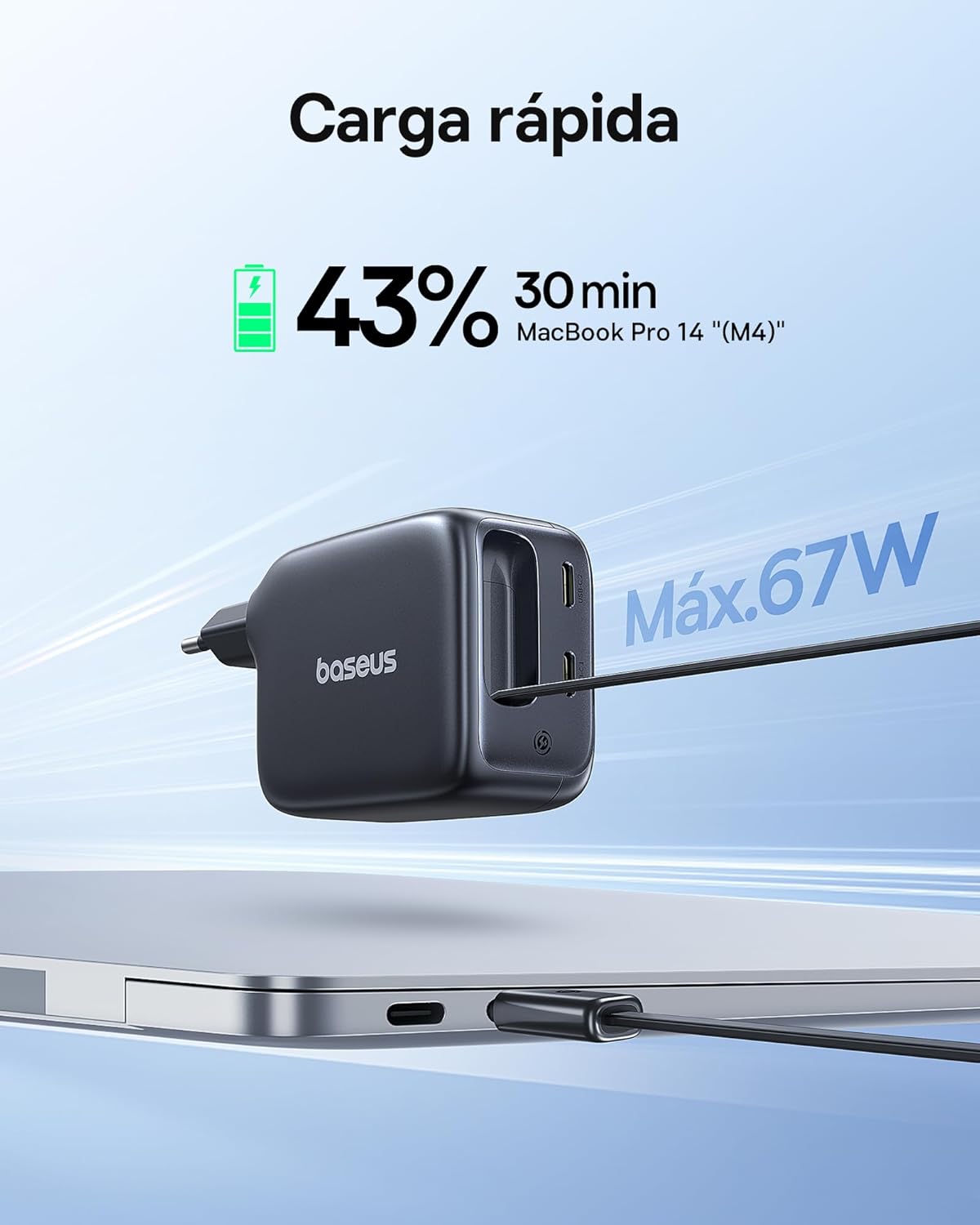 Thumbnail 1 de Baseus Enercore 67W USB-C Charger ⚡ con Cable Retráctil