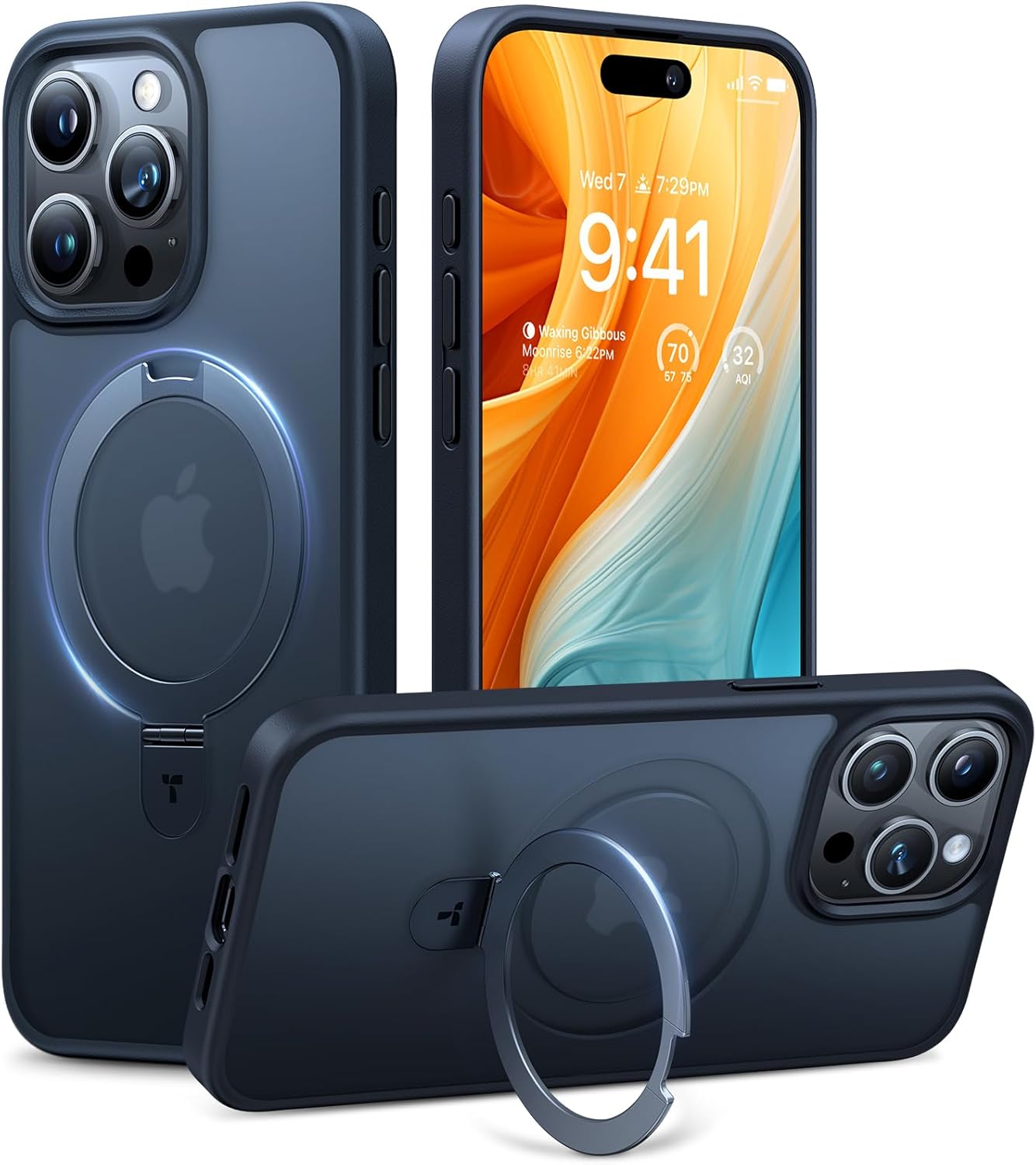 Detalle de TORRAS Ostand Q1 Guardian Hülle für iPhone 15 Pro – MagSafe, unsichtbarer Ständer und Militärschutz