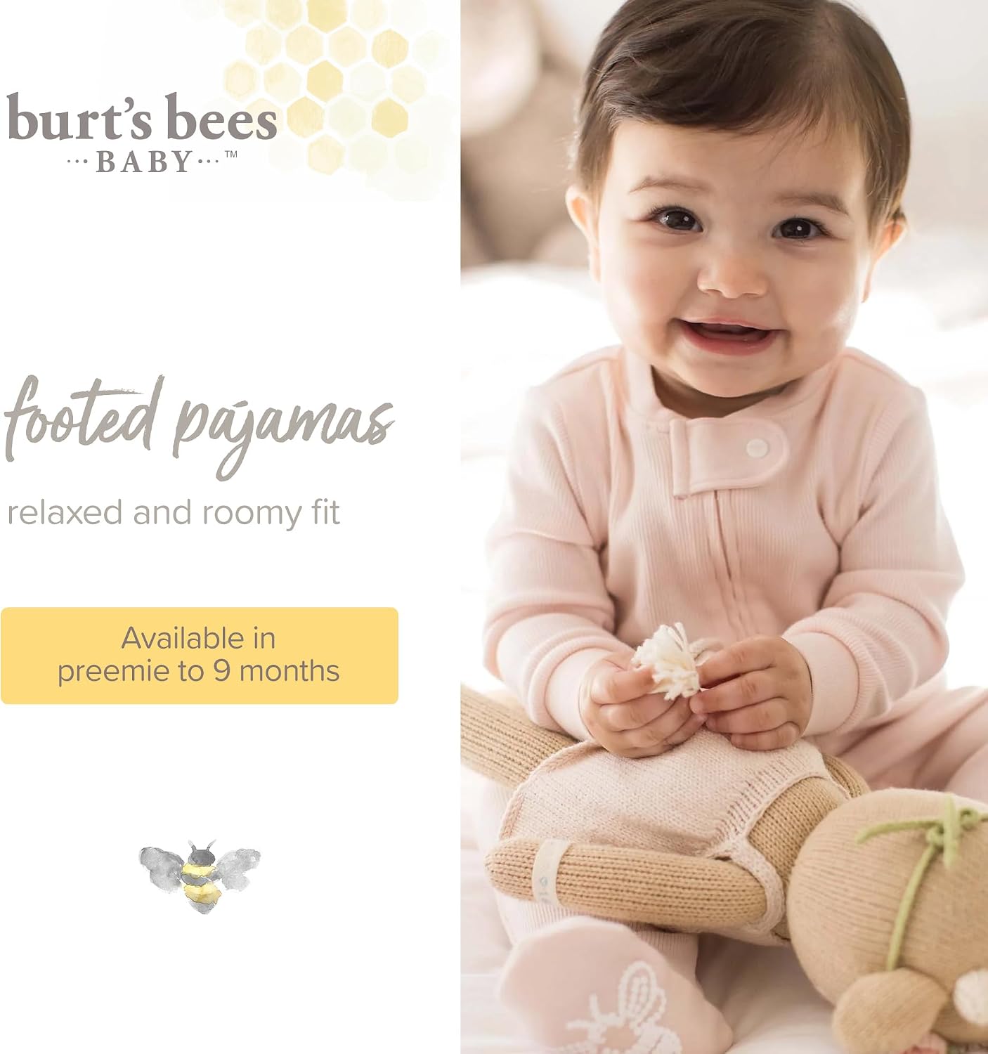 Thumbnail 2 de Burt's Bees Baby Girls' Organic Cotton Sleep and Play Footed Pajamas