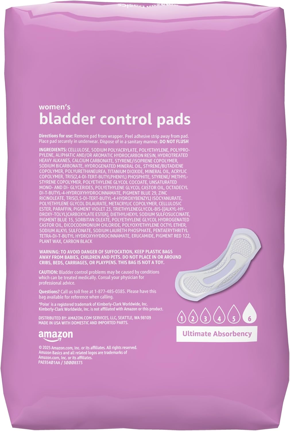 Thumbnail 1 de Amazon Basics Incontinence Pads Long 60 Count