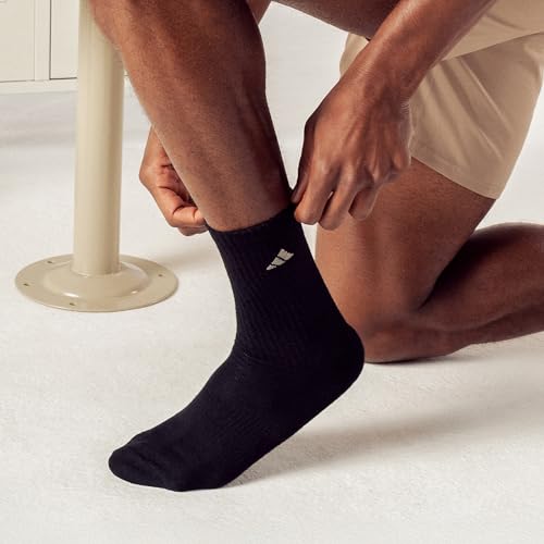 Thumbnail 6 de adidas Men's Athletic Cushioned Crew Socks (6 Pairs) — Durable & Comfortable in Black/Aluminum 2, Large