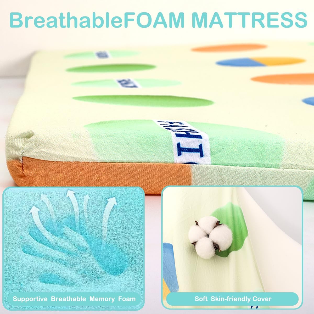 Detalle de VUCWS CD-04 Pack and Play Mattress, Foldable Foam with Washable Cotton Cover