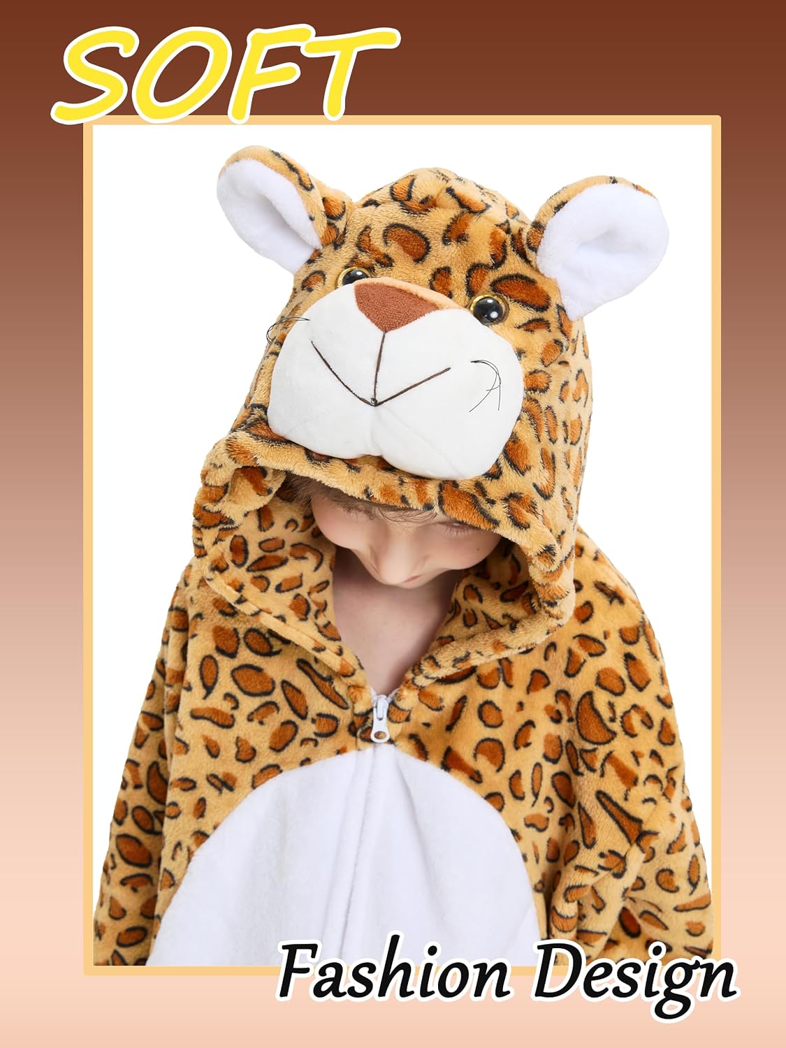 Detalle de LONULAIN WXETSY Kids’ Animal Onesie Pajamas, Flannel Fleece Hood