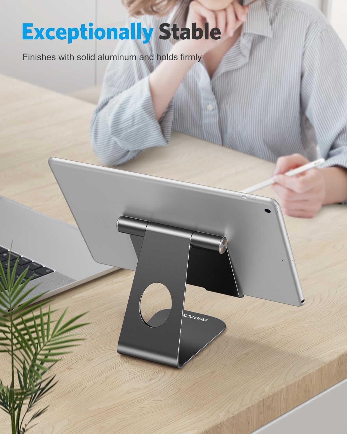 Thumbnail 6 de OMOTON T1 Adjustable Tablet Stand Holder (Aluminum Dock Cradle) for iPad & Samsung Tabs, Black