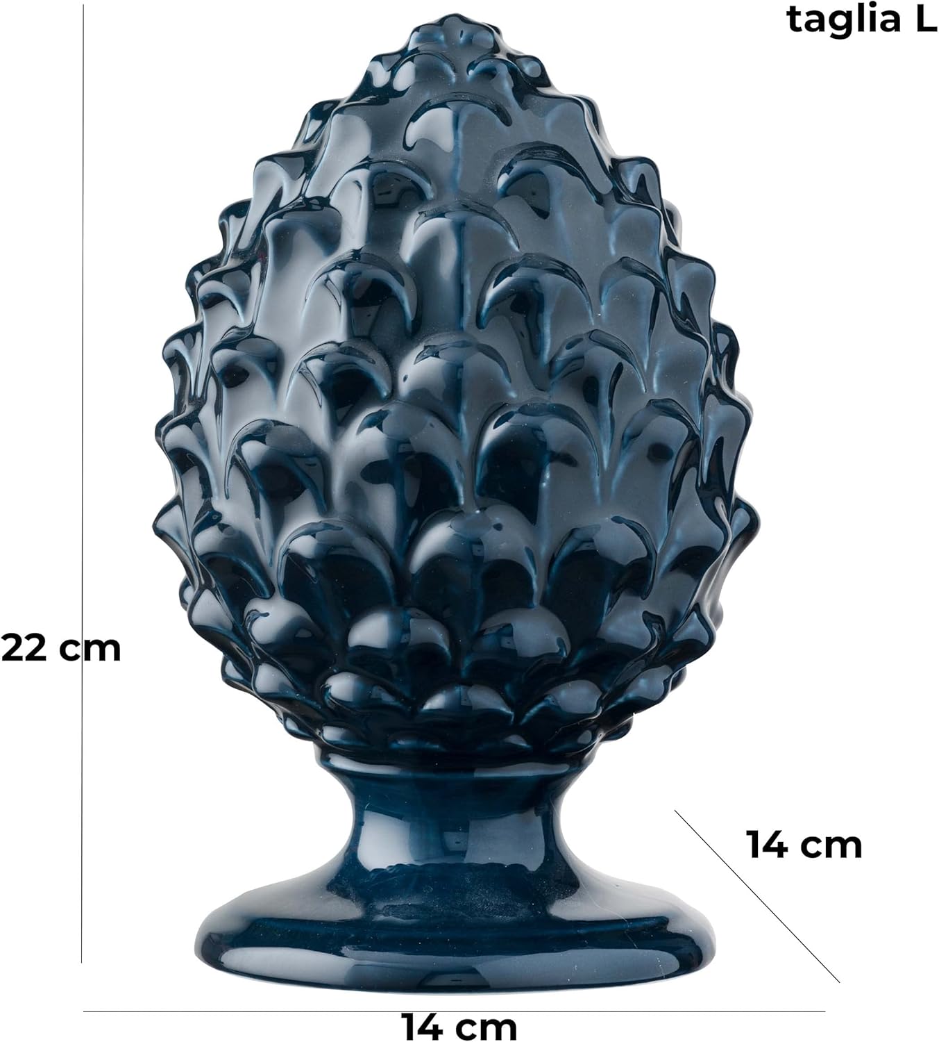 Detalle de Baroni Home Pigna Sicilienne en Porcelaine peinte à la main – Pigna Accessoire décoratif bleu foncé 14x14x22 cm
