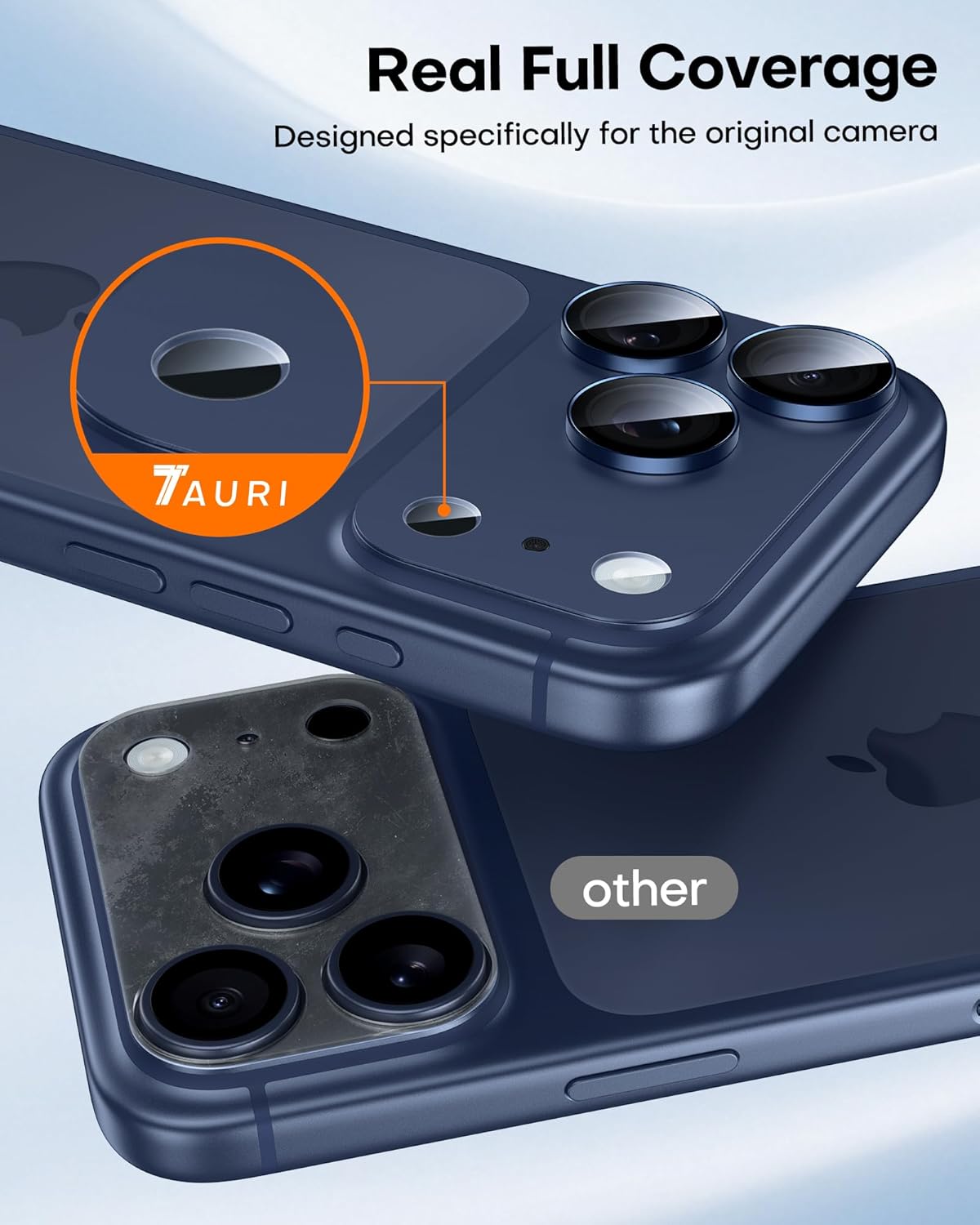 Thumbnail 5 de TAURI 2 Pack for iPhone 17 Pro Camera Lens Protector, Deep Blue – Full Coverage, Military-Grade Shatterproof