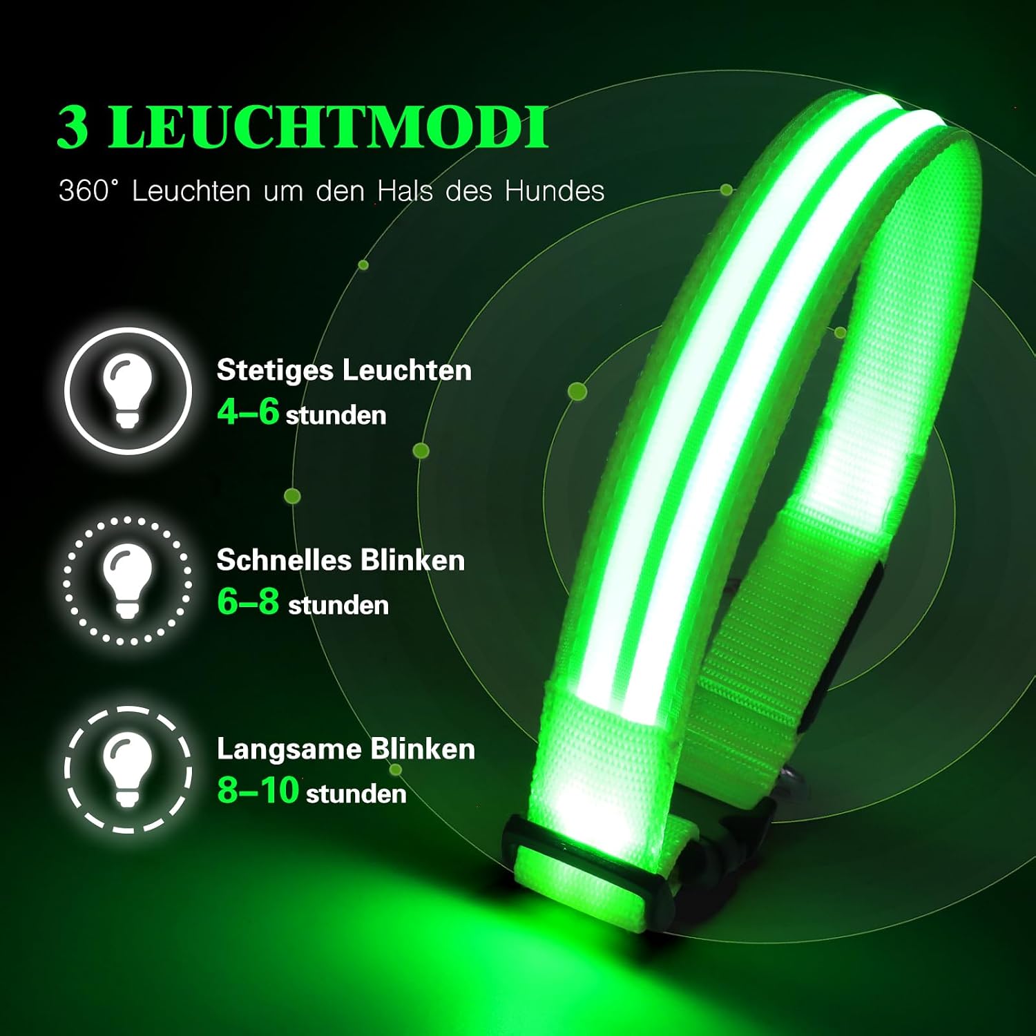 Thumbnail 4 de Weesiber Leuchthalsband Hund LED Grün S
