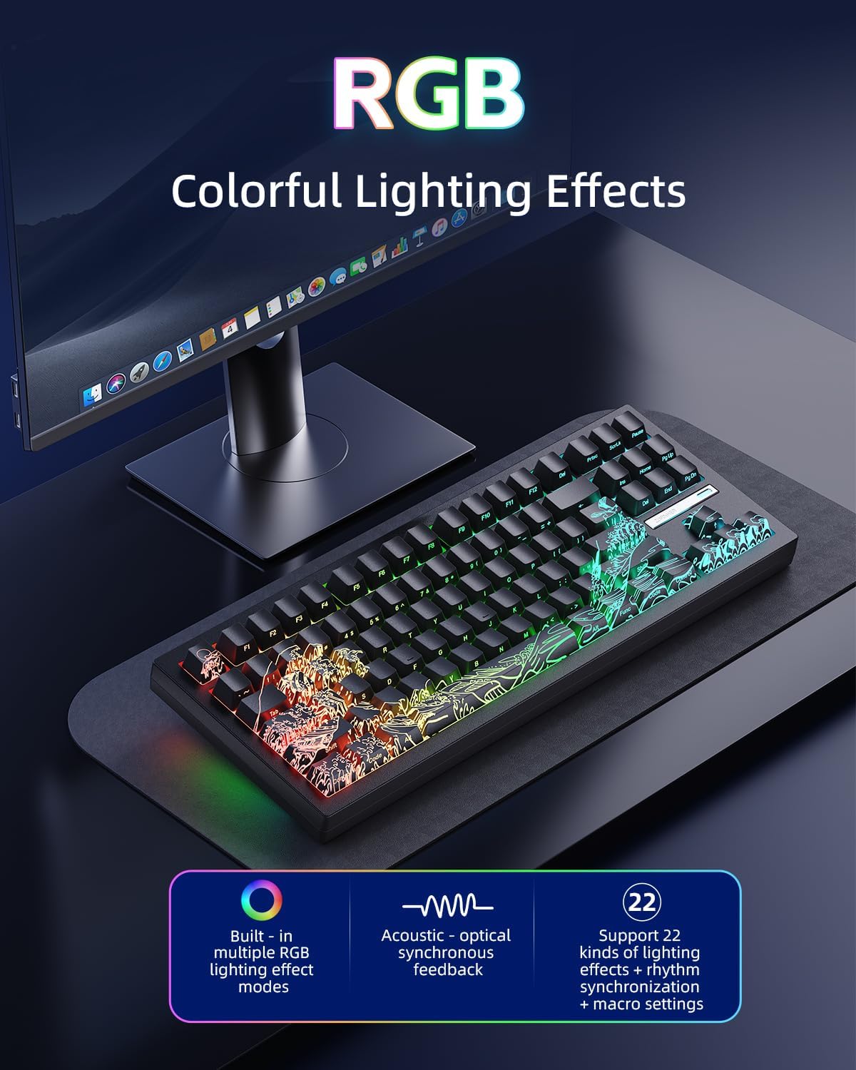 Detalle 2 de ZORNHER ZH870 Wireless Gaming Mechanical Keyboard
