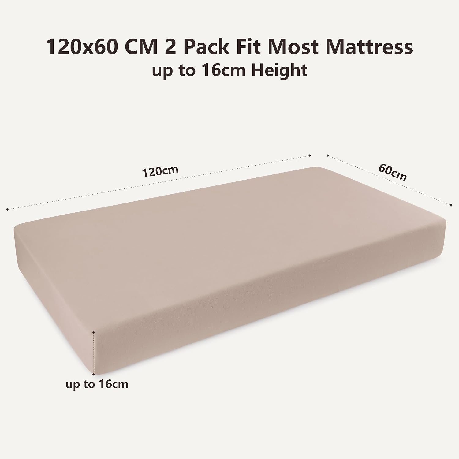 Detalle de Susurration Next to Me Crib Sheets 120x60cm (2 Pack) – Breathable Microfibre Fitted Sheets in Sand Beige
