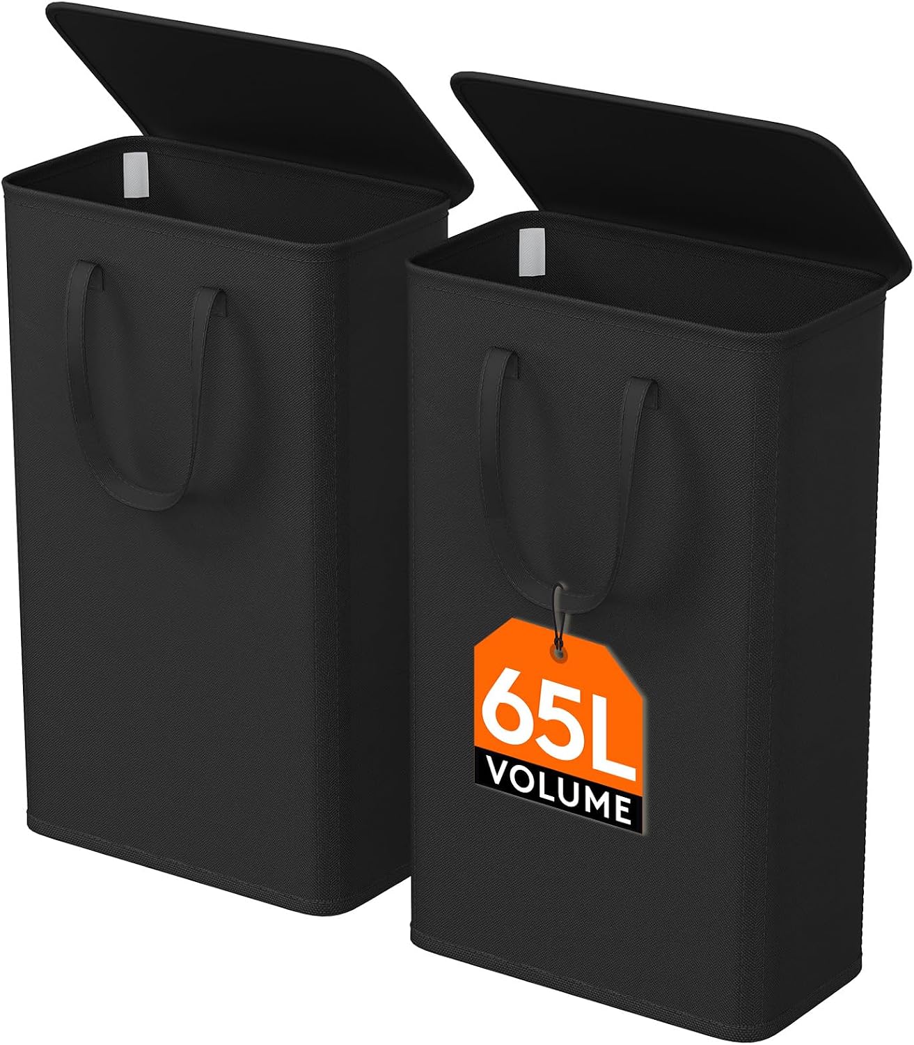 Detalle de Lifewit 24017 set van 2 wasmanden met deksel, 65 l, opvouwbaar