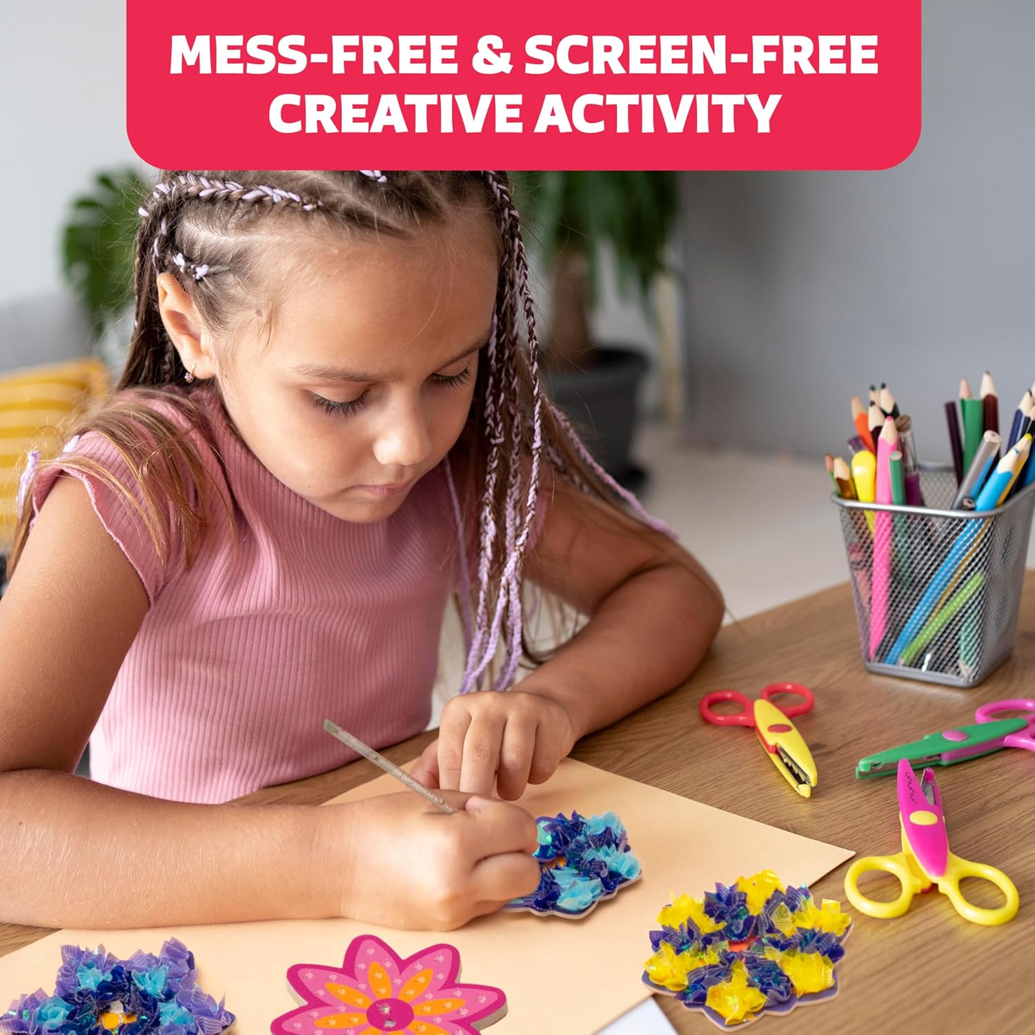 Thumbnail 2 de Poke-In Craft Flower Crowns Kit for Kids (Ages 4–9) – Mess-Free Poke Art Set with Foam Flowers & Fabric Squares