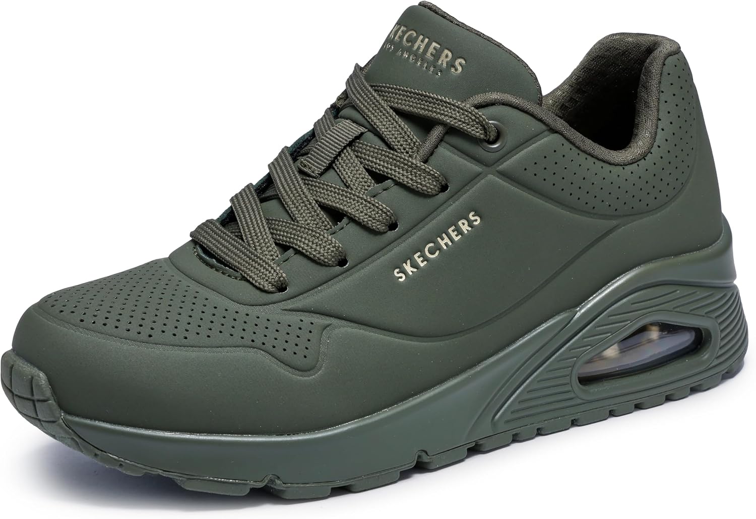 Detalle de Skechers Damen UNO Stand ON AIR Sneakers Olive Durabuck, Größe 37 EU