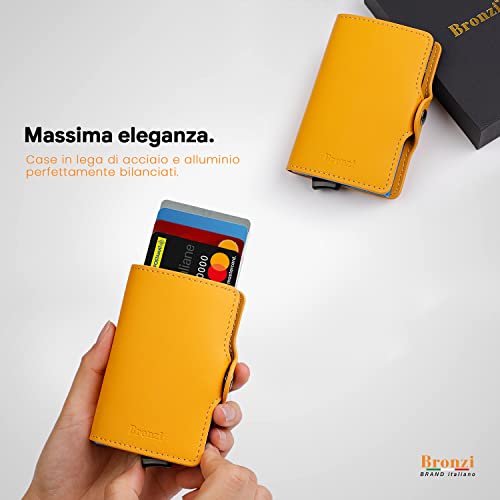 Thumbnail 7 de Bronzi Nuovo Portafoglio Porta Carte Credito – Portafoglio Uomo Slim in Pelle sintetica con protezione RFID, giallo
