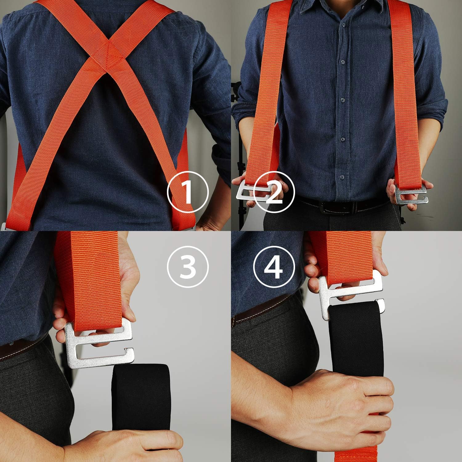 Detalle de Lifting Straps for Movers (ZIZINET) moving lifting straps with anti-slip shoulder harnesses, 2 pcs