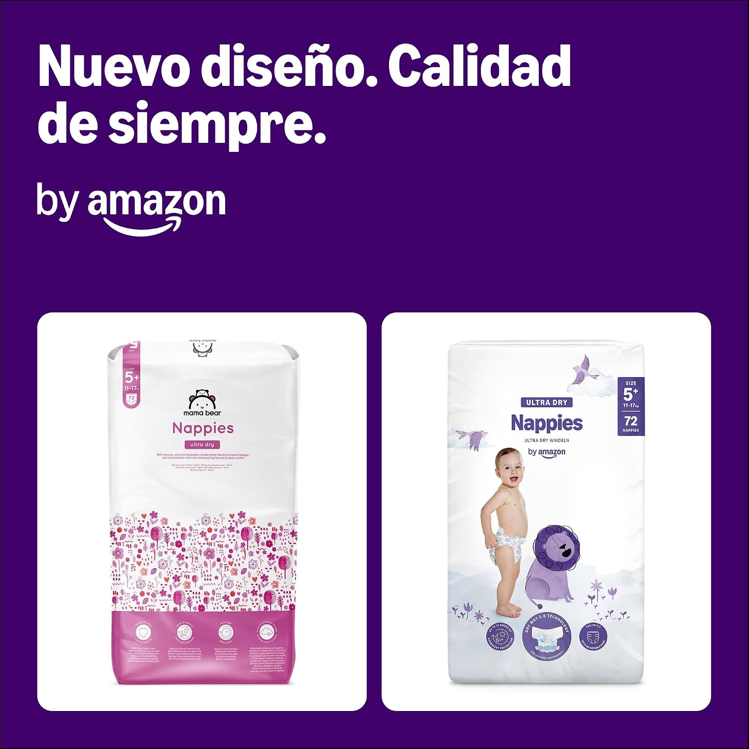 Detalle 2 de By Amazon Pañales ultra-secos Talla 5+ 144 uds