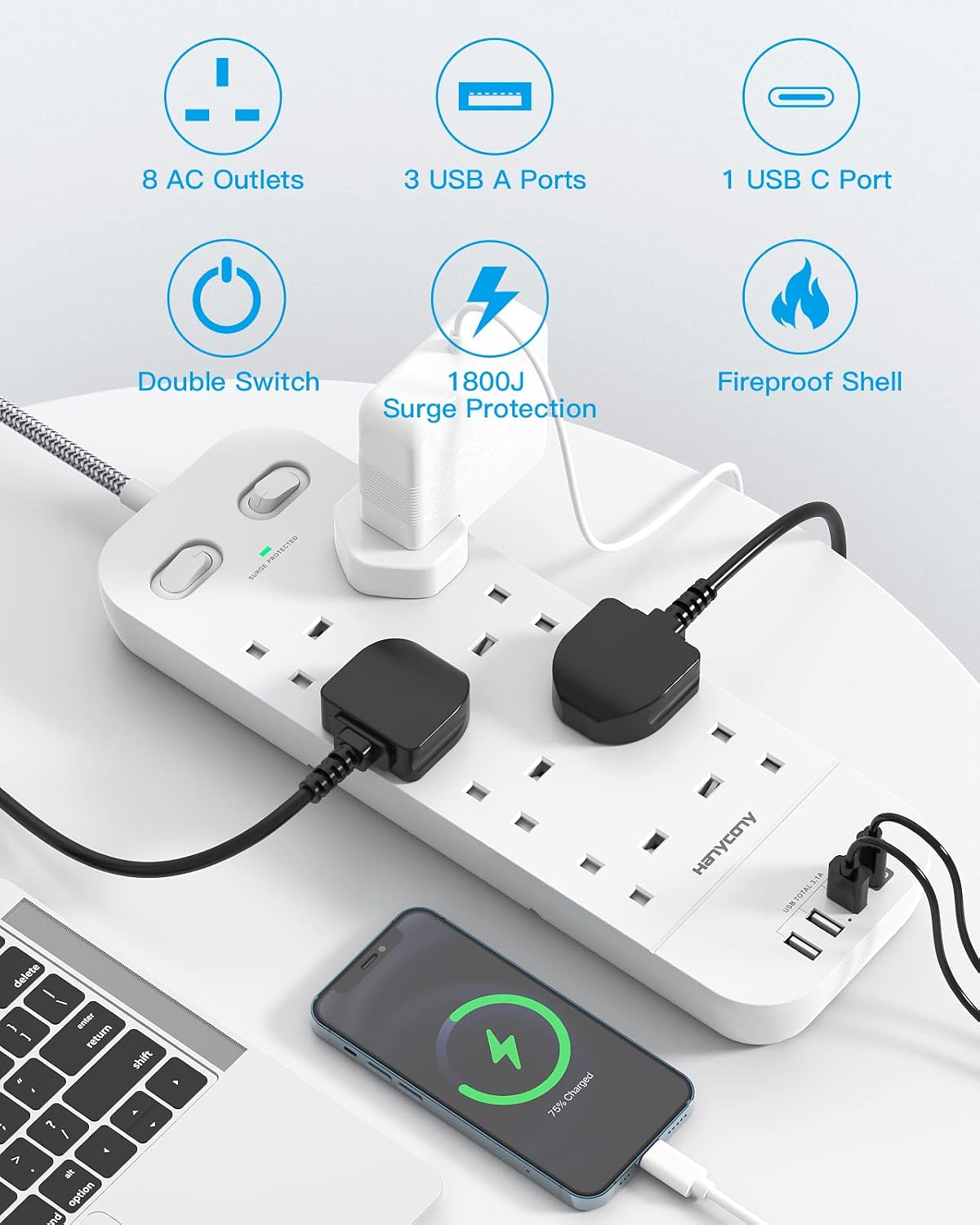 Thumbnail 4 de 3M Extension Lead 10FT with USB ports