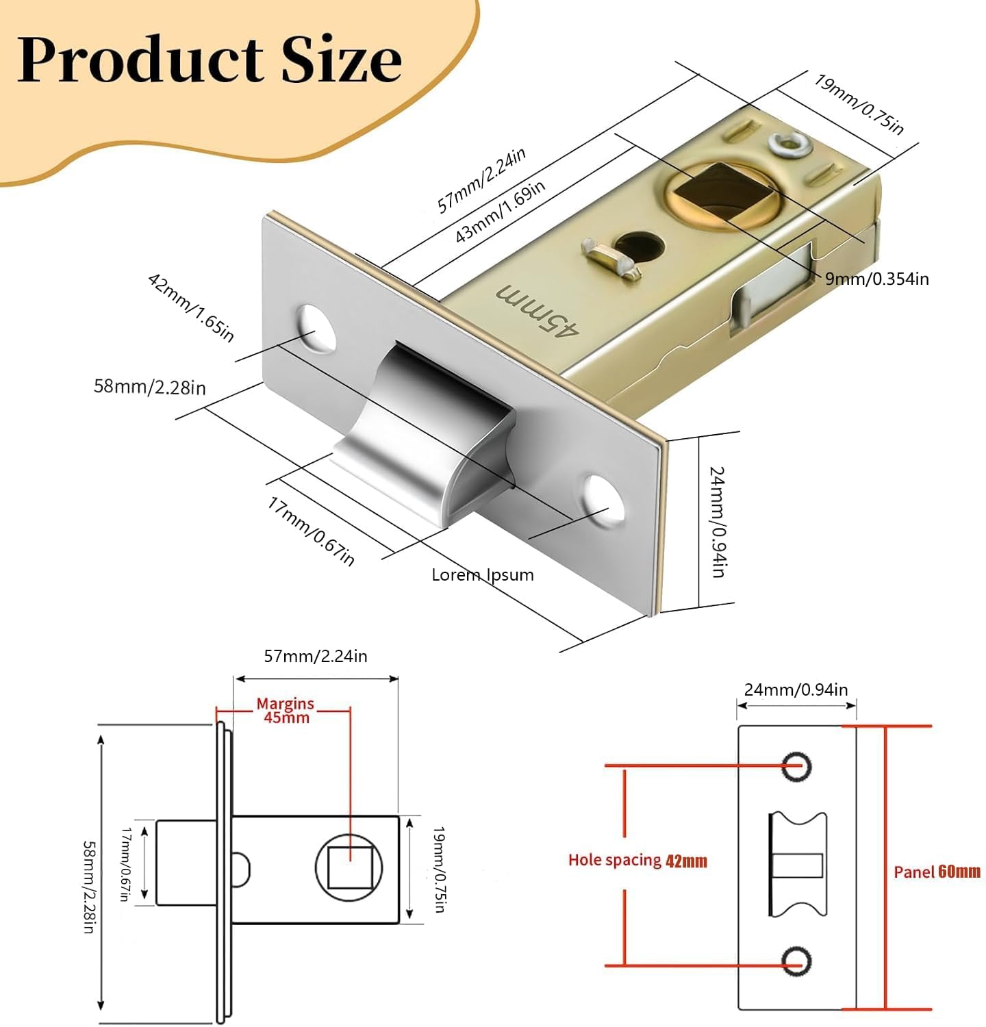 Thumbnail 1 de Pimoys 45mm Tubular Latch for Internal Doors 🔐