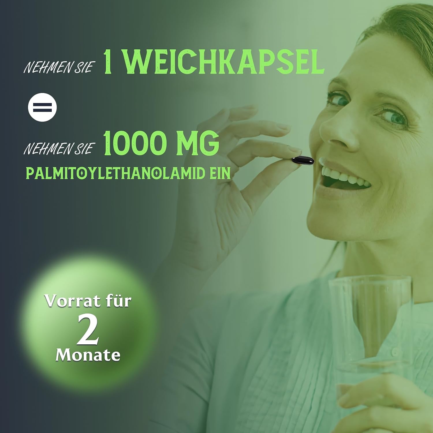 Detalle 1 de Liposomales PEA 1100mg – Mikronisiertes Palmitoylethanolamid mit Luteolin | 60 Softgel-Kapseln