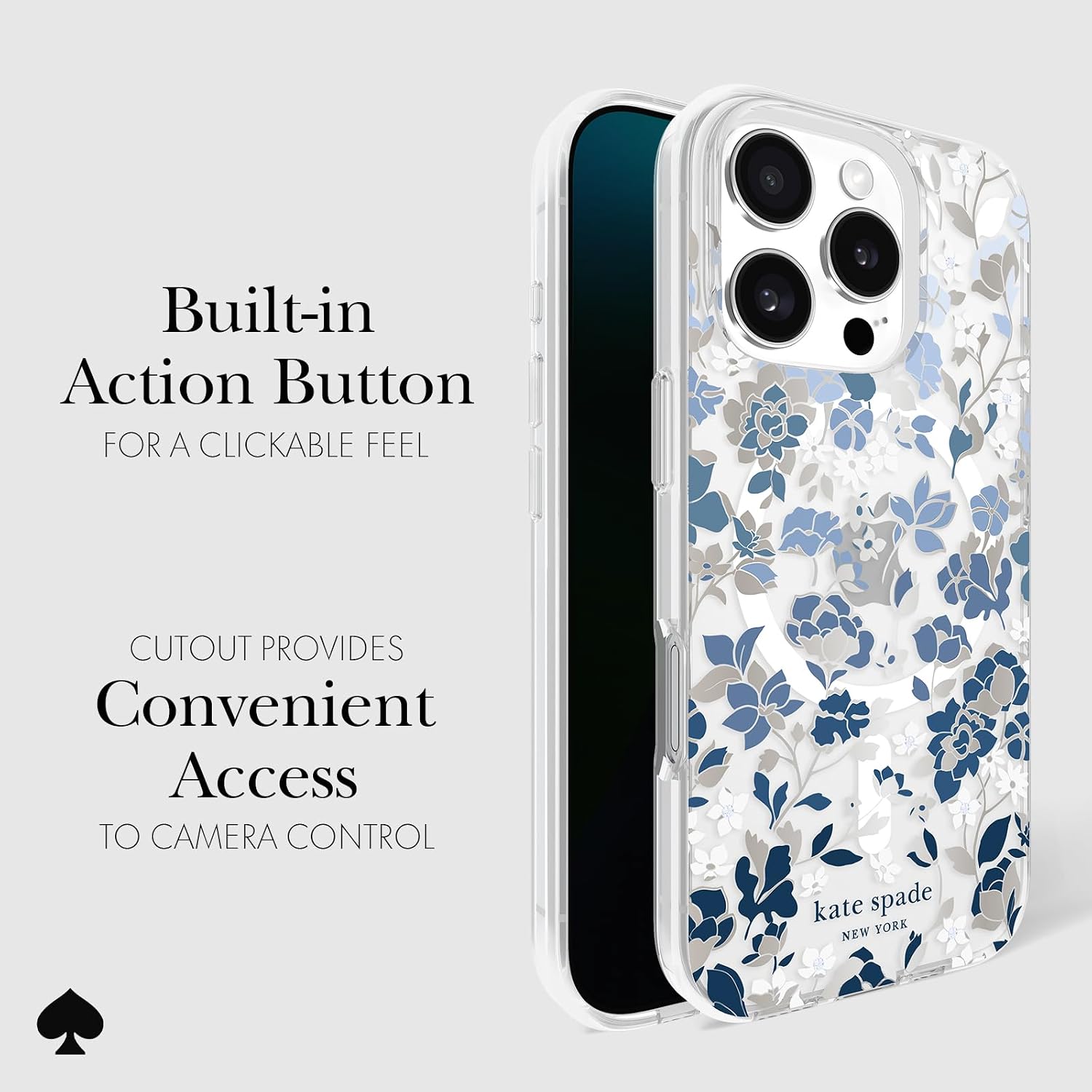 Detalle 2 de kate spade new york iPhone 16 Pro Case: Flowerbed Blue Gems