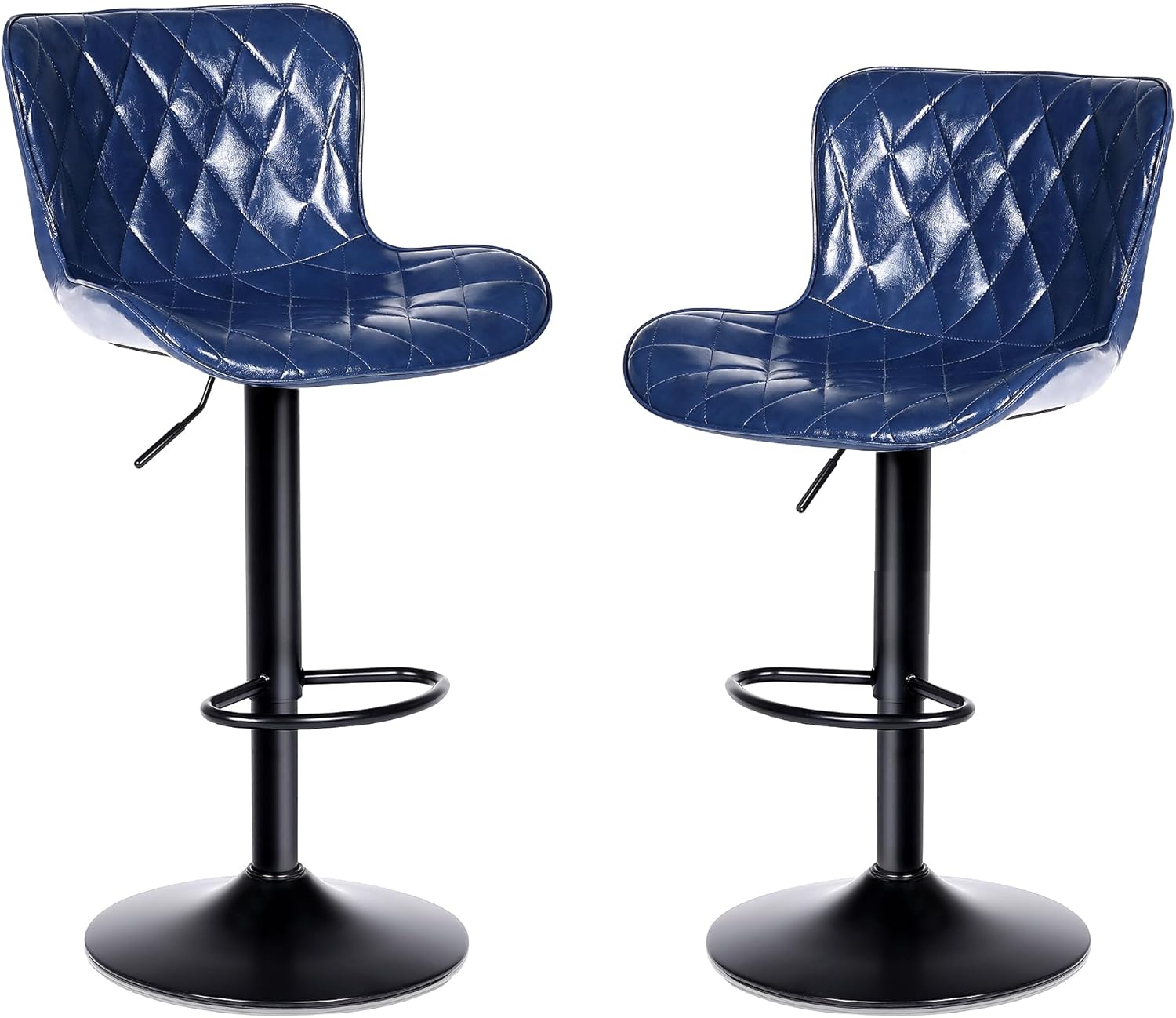 Detalle de Youhauchair Tabouret Bar Lot de 2 en Cuir Imperméable – Hauteur Réglable, Pivotants, Dossier et Repose-Pieds, Bleu