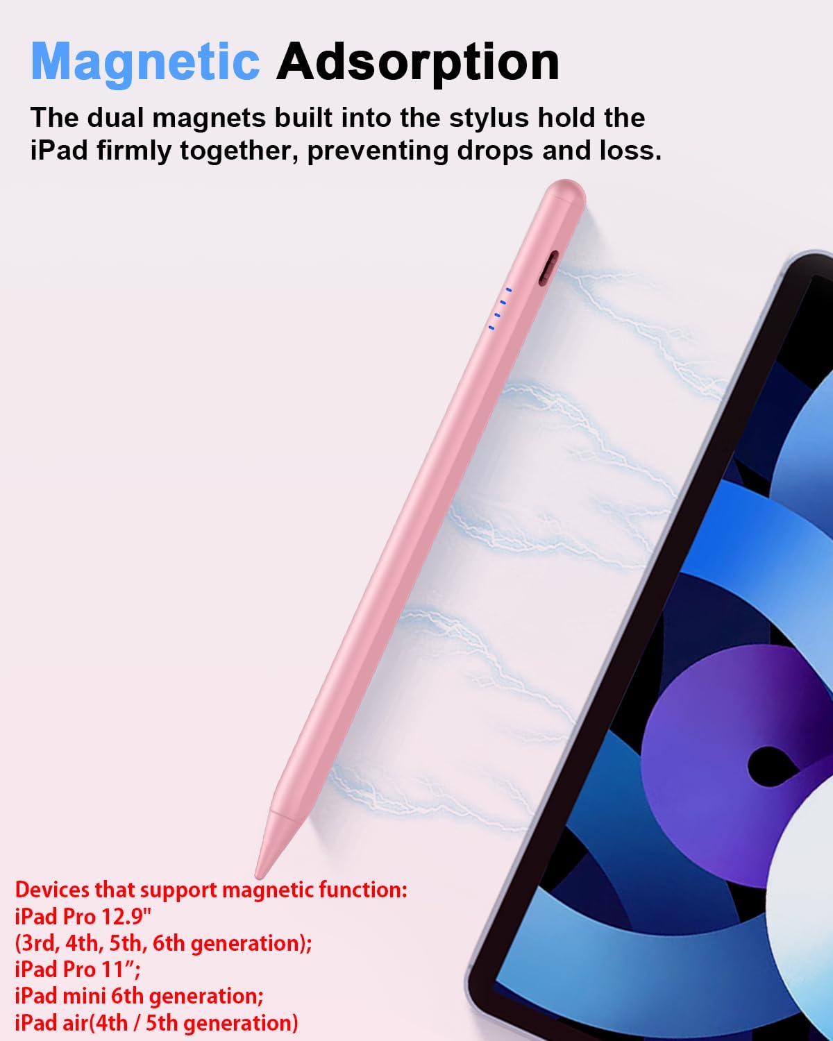 Thumbnail 5 de Stylus Pen for iPad (2018-2026) – Fast Charge, Palm Rejection, Pink