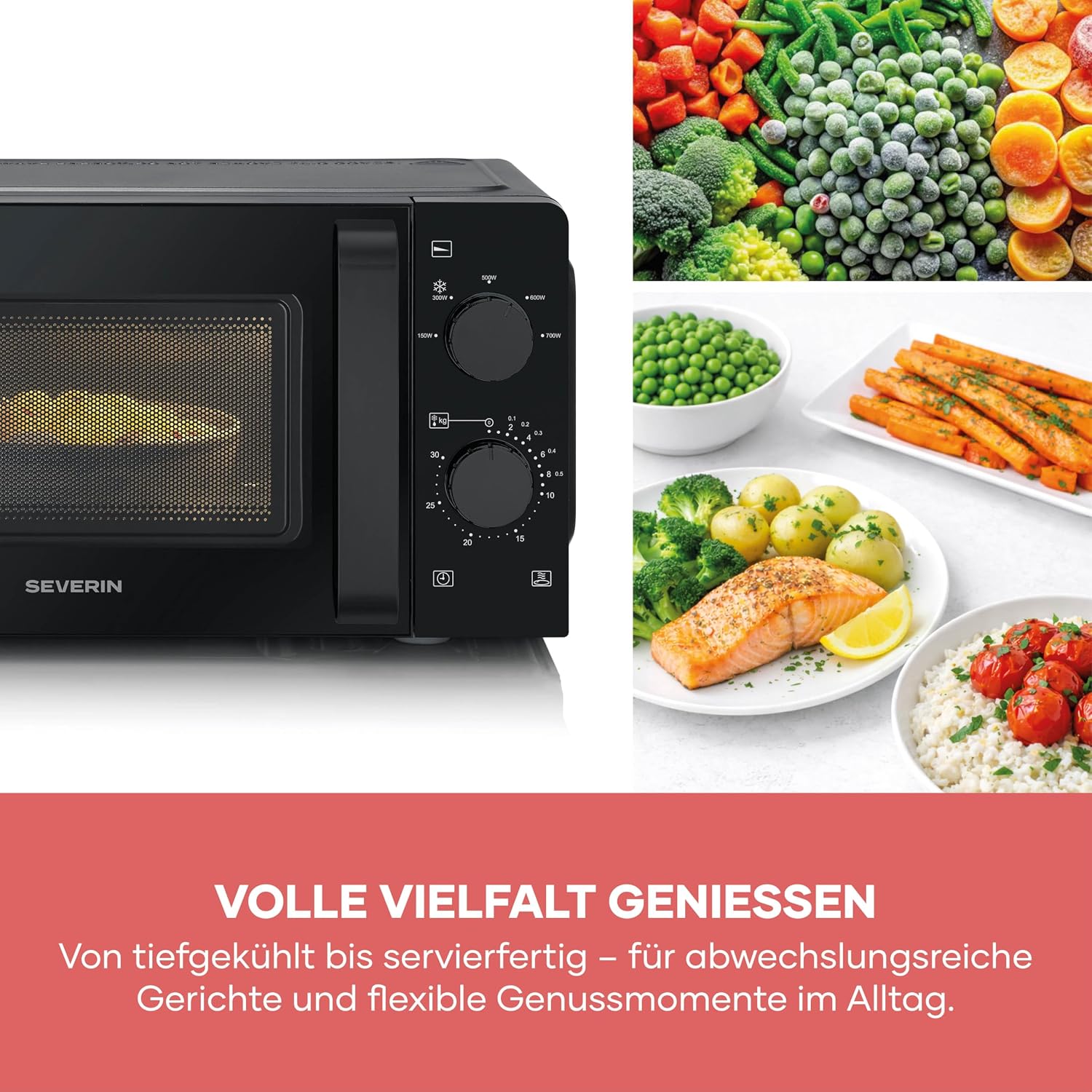 Detalle de SEVERIN Mikrowelle MW 7580: Inverter-Technologie, 19 L, 700 W, Auftaufunktion
