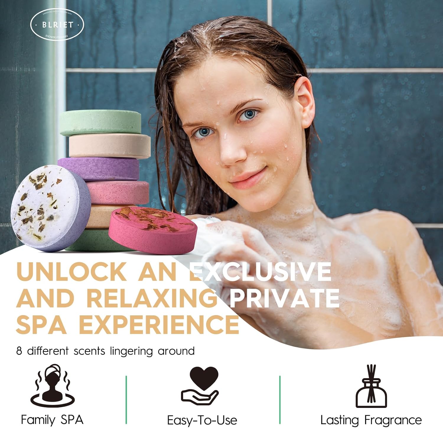 Detalle 2 de BLRIET Shower Steamers Aromatherapy 8 Pack