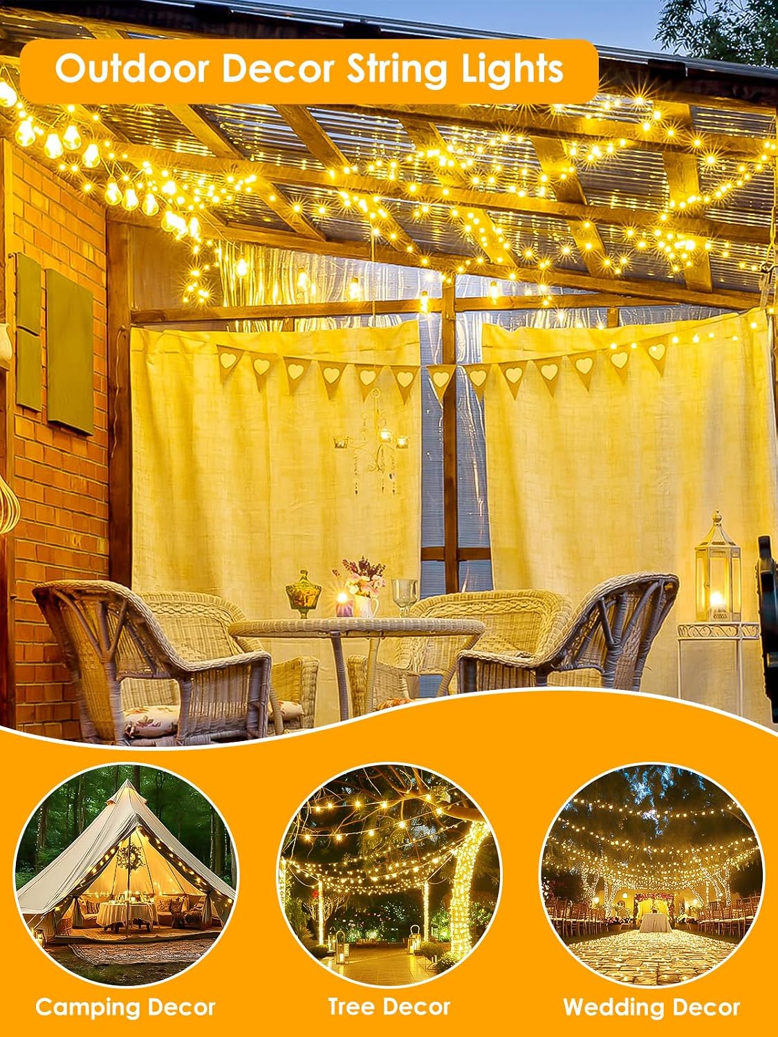 Thumbnail 6 de BHCLIGHT MLS-D4.5V1.35WUC-O Fairy Lights, 66 ft, 200 LEDs, Warm White
