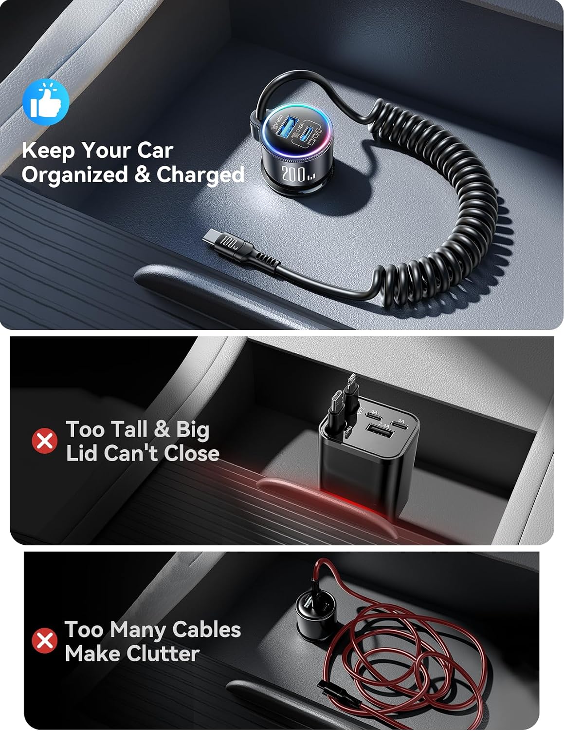 Thumbnail 6 de FLYLEAD 200W Dual PD USB-C Car Charger with 100W PD Each Port and Coiled Cable