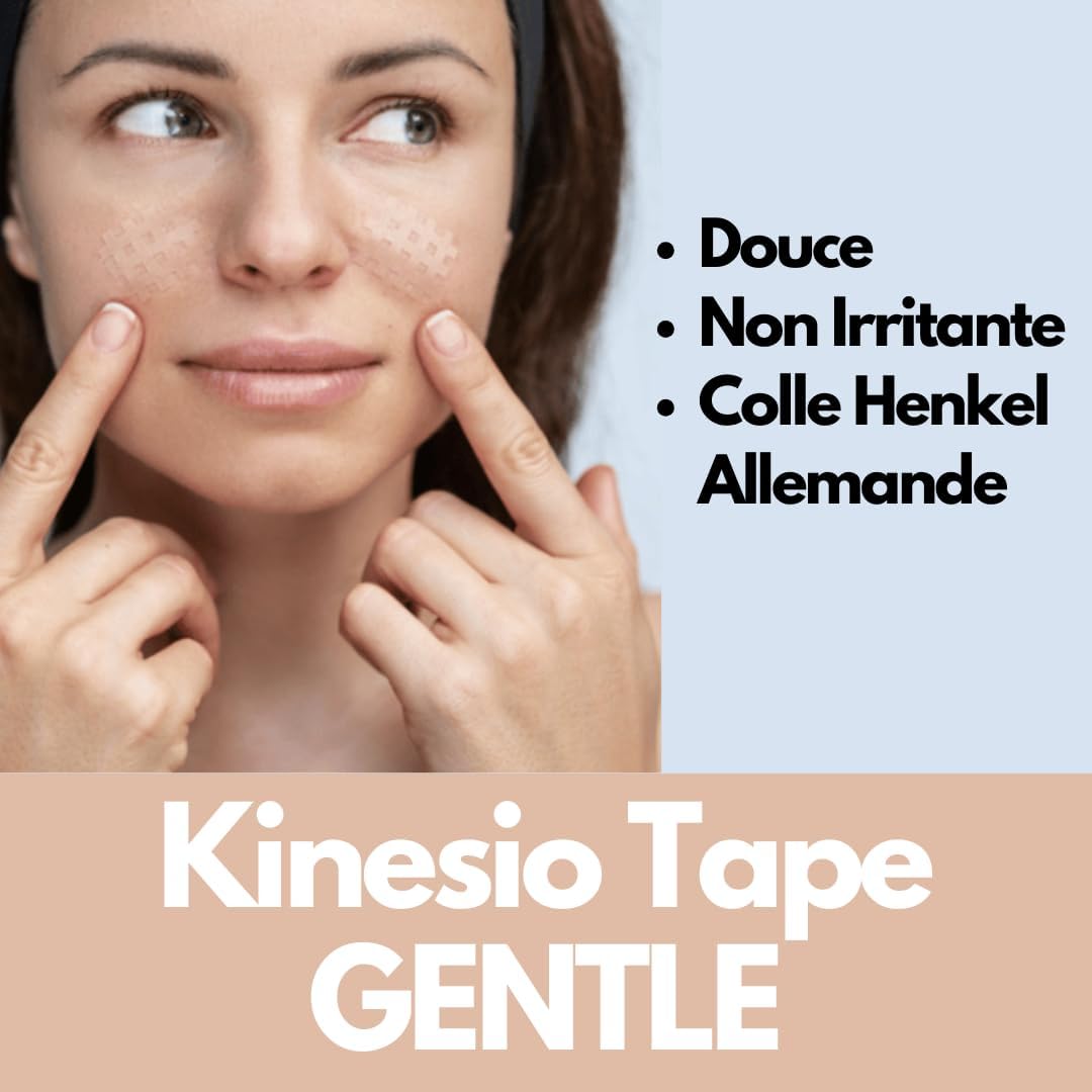 Detalle 2 de TS TAKE SPORT Kinesio Gentle Tape – Bande kinésiologique 5 x 5 m (95% coton, 5% élasthanne) pour peaux sensibles