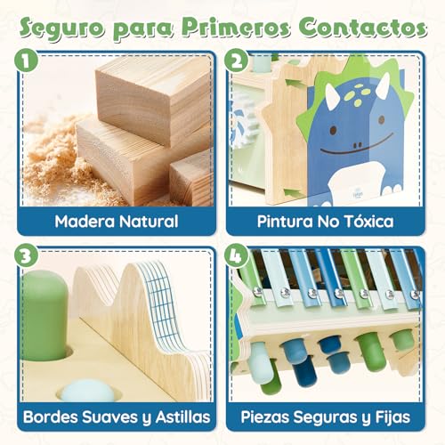 Detalle de Lehoo Castle Montessori Juguete de Madera 1–3 Años: juego seguro y educativo