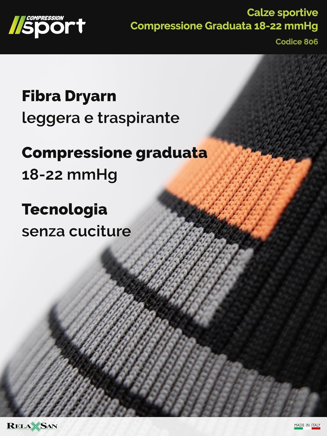 Thumbnail 2 de Relaxsan Calze Sportive Uomo e Donna a Compressione Graduata 18-22 mmHg (Made in Italy) 806