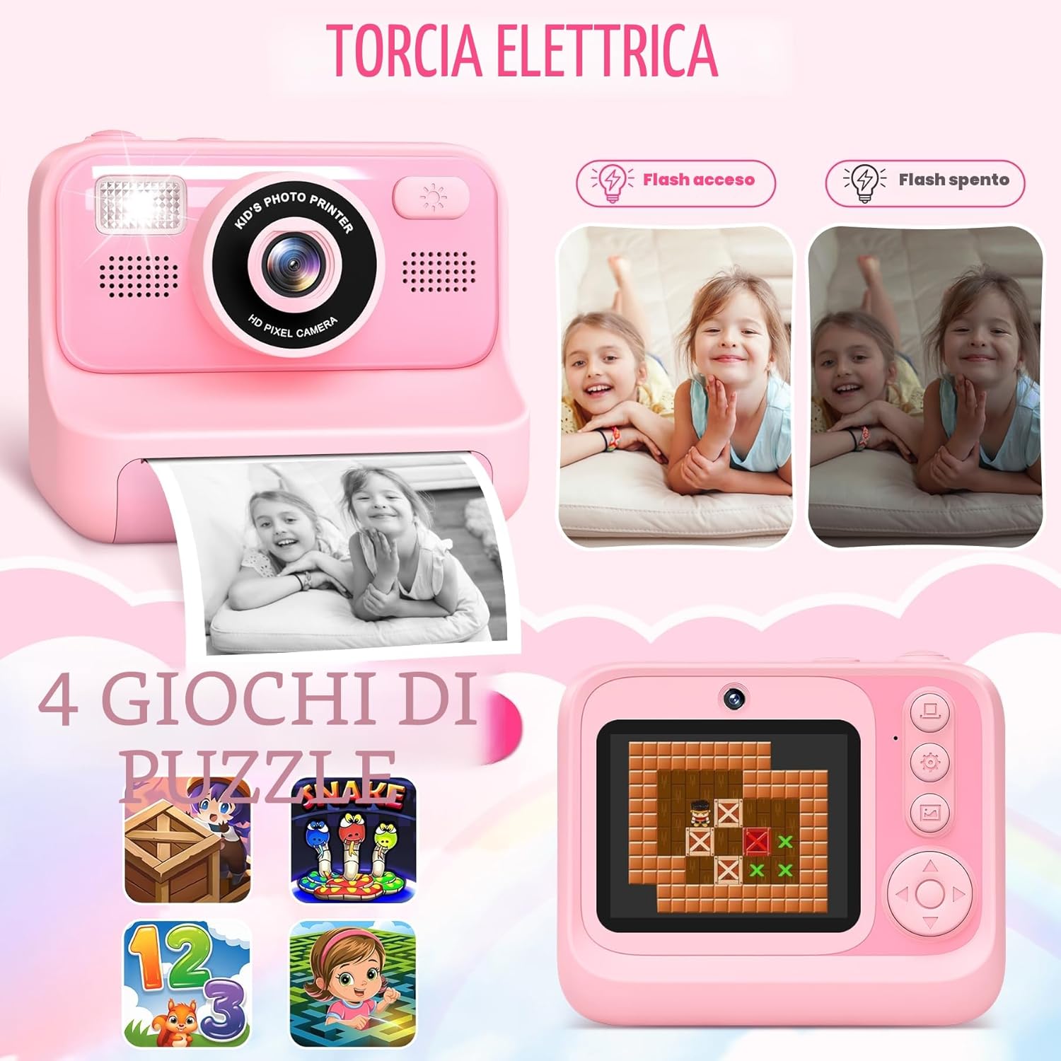 Thumbnail 4 de Subtail Macchina Fotografica Bambini Istantanea 2,4'' – 1080P, Scheda 32GB, Regalo per bambini dai 3 ai 12 anni