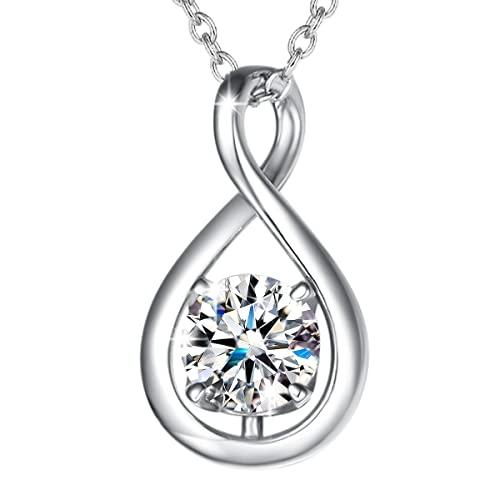 Detalle de FANCIME Collar de Piedra de Nacimiento para Mujer | Colgante Infinito en Plata de Ley