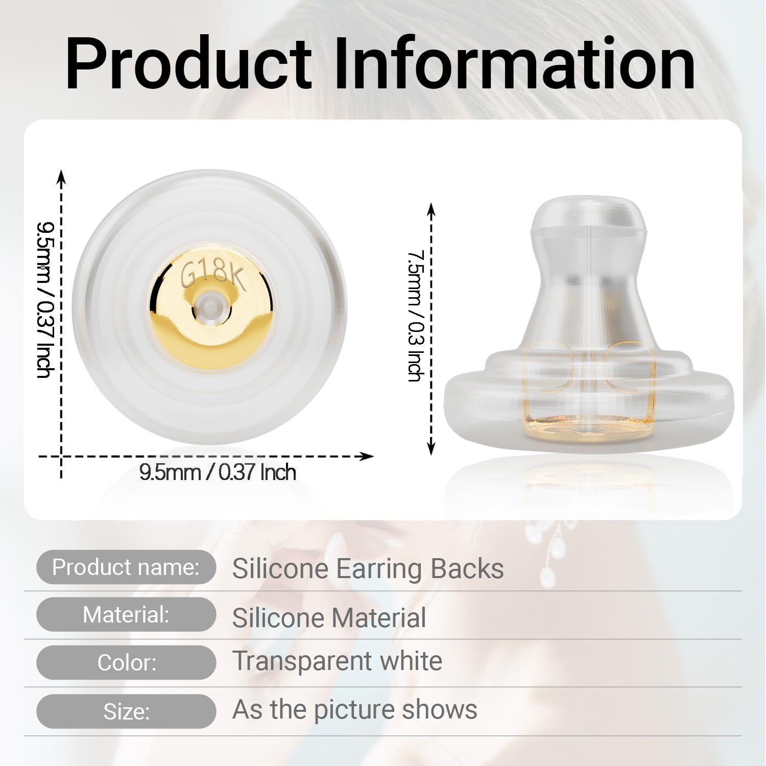 Thumbnail 6 de JUNCHONG JC-GJEH Silicone Earring Backs, 18K Gold-Plated Locking Design, 12-Piece Set