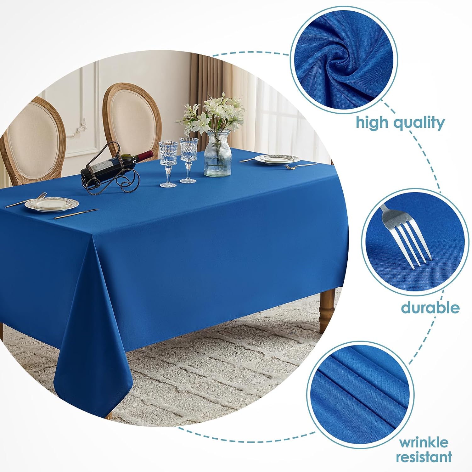 Thumbnail 1 de VidaFete Tablecloth 6 Pack 90x132 Inch Rectangle Polyester Royal Blue