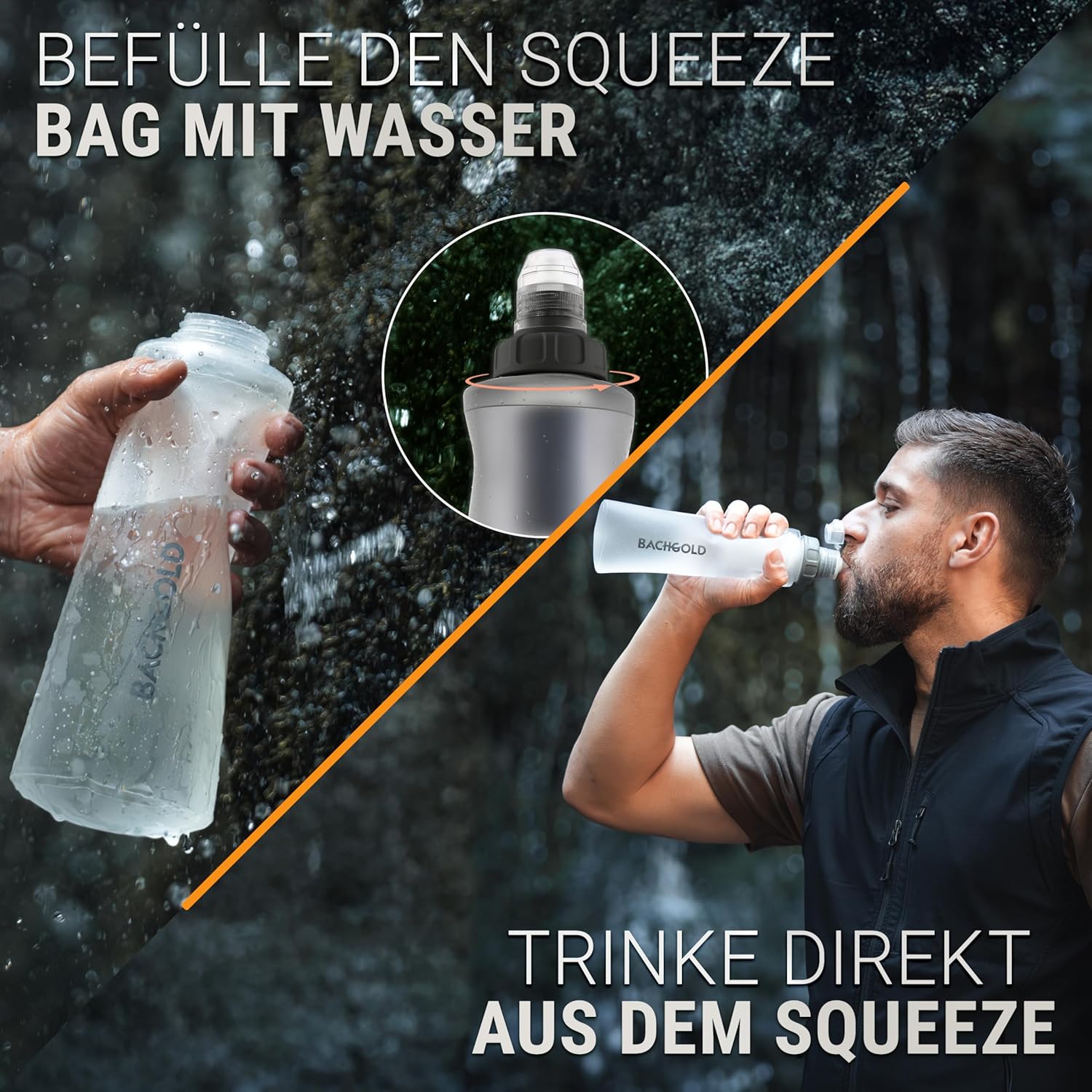 Thumbnail 2 de BACHGOLD Bachgold Squeeze Wasserfilter Outdoor – ultraleichter Trinkwasserfilter (500 ml) mit Virus-Filtration
