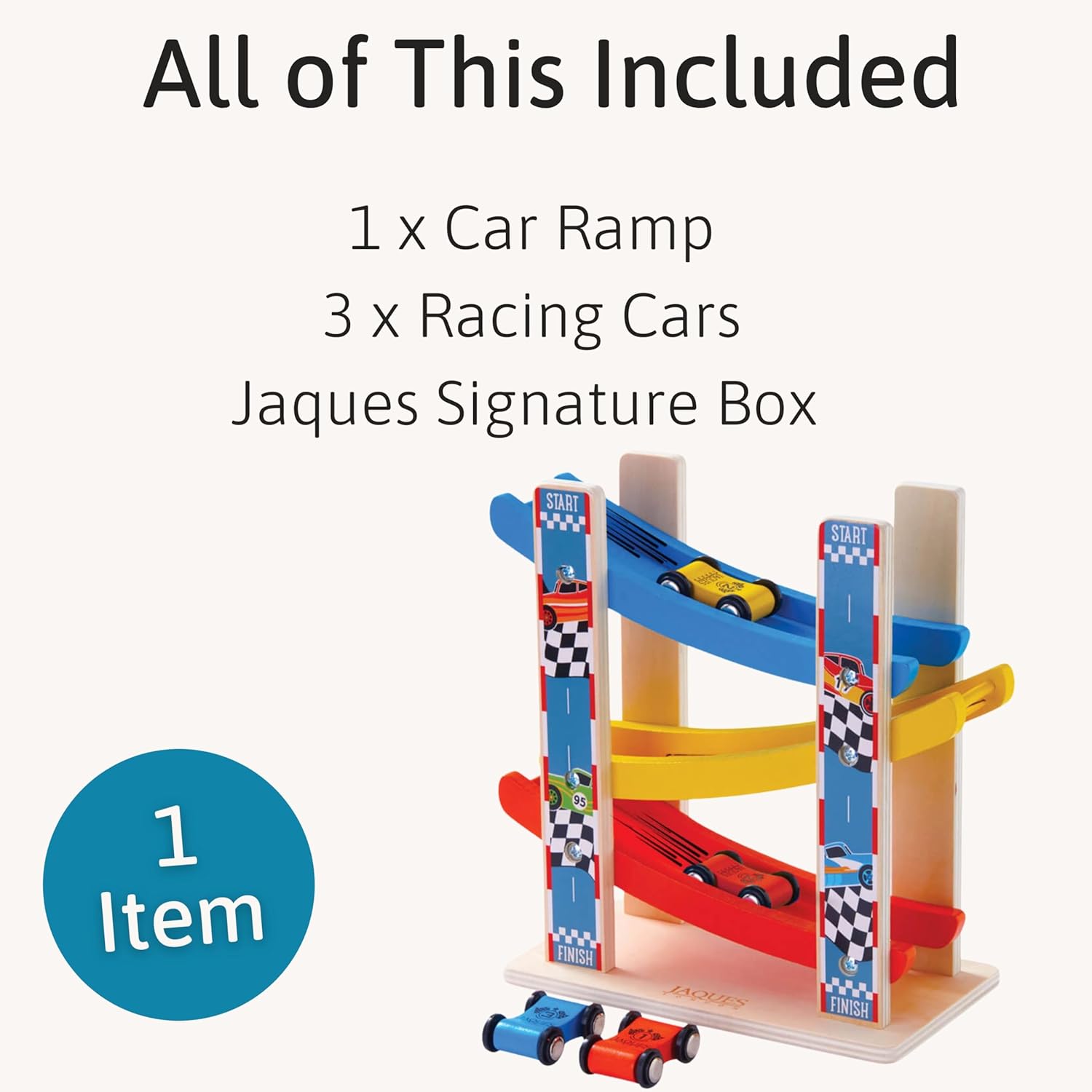 Detalle 1 de Jaques of London Wooden Car Ramp Toy 1+ 2 Year Olds