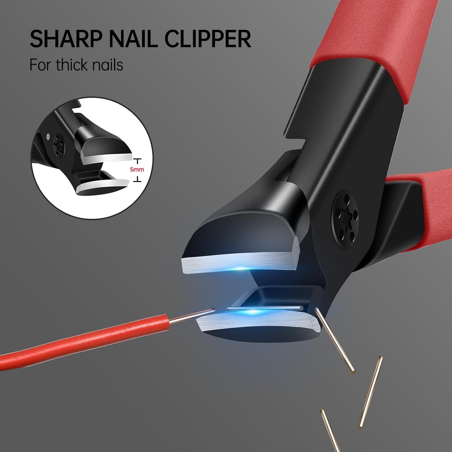 Detalle 2 de START MAKERS Red Wide-Jaw Toenail Clippers with Curved Stainless Steel Blade